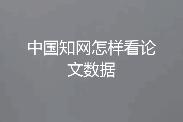 中国知网怎样看论文数据