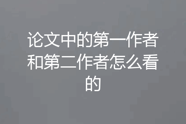 论文中的第一作者和第二作者怎么看的