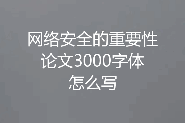 网络安全的重要性论文3000字体怎么写