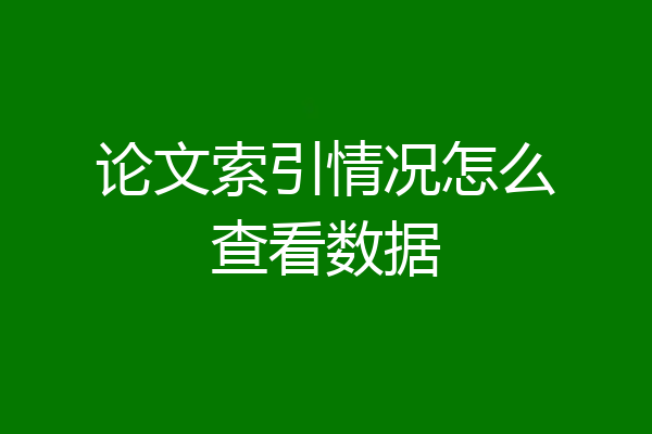 论文索引情况怎么查看数据