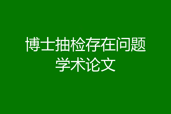 博士抽检存在问题学术论文