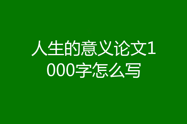 人生的意义论文1000字怎么写