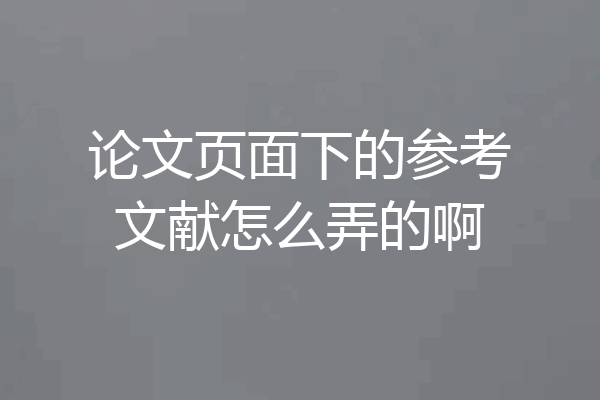 论文页面下的参考文献怎么弄的啊
