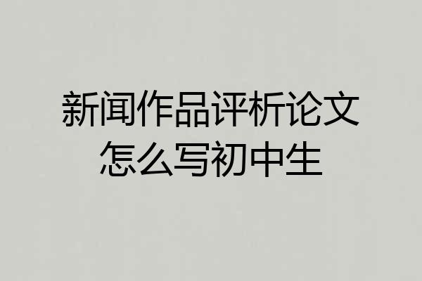 新闻作品评析论文怎么写初中生