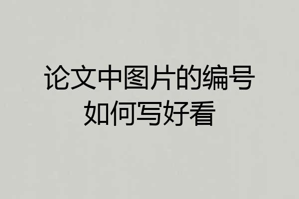 论文中图片的编号如何写好看