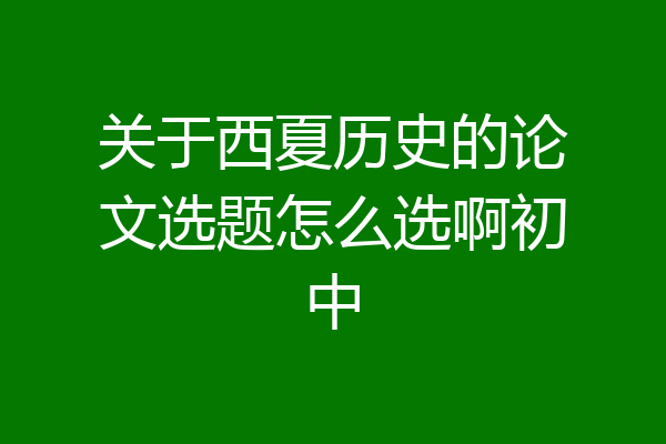 关于西夏历史的论文选题怎么选啊初中