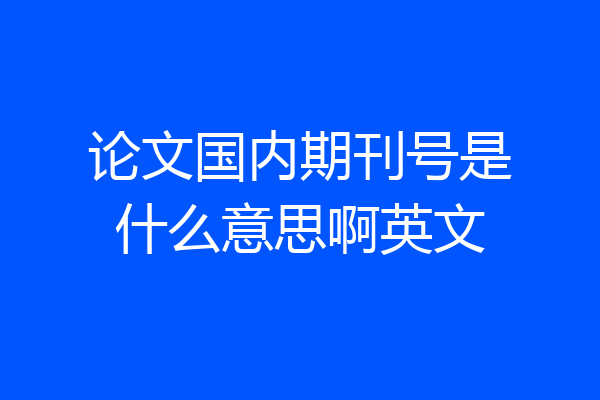 论文国内期刊号是什么意思啊英文
