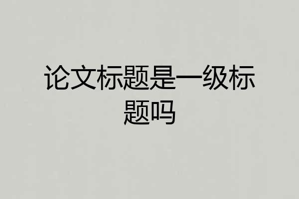 论文标题是一级标题吗