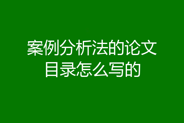 案例分析法的论文目录怎么写的
