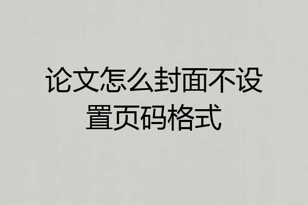 论文怎么封面不设置页码格式