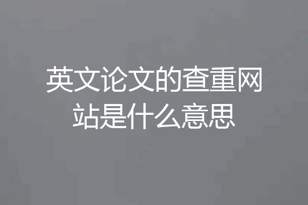 英文论文的查重网站是什么意思