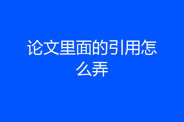 论文里面的引用怎么弄