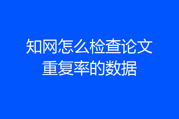 知网怎么检查论文重复率的数据