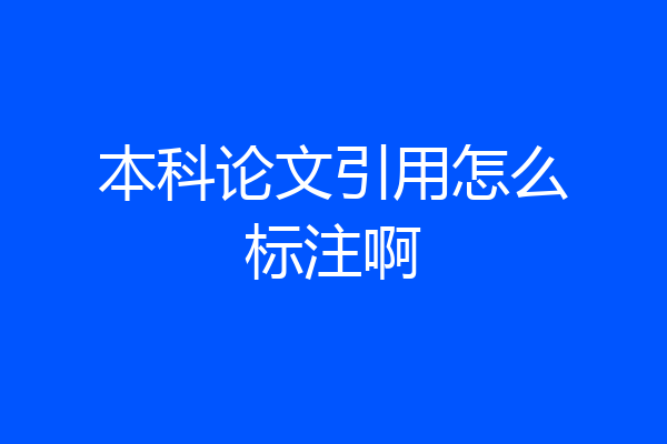 本科论文引用怎么标注啊