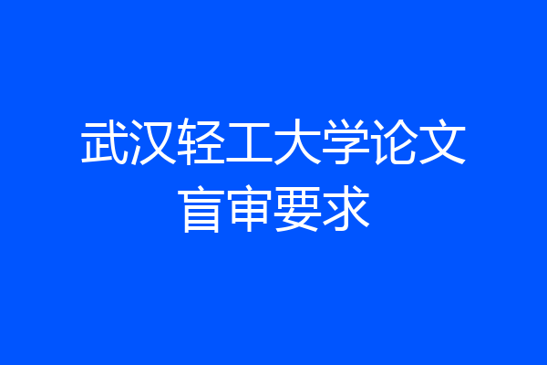 武汉轻工大学论文盲审要求