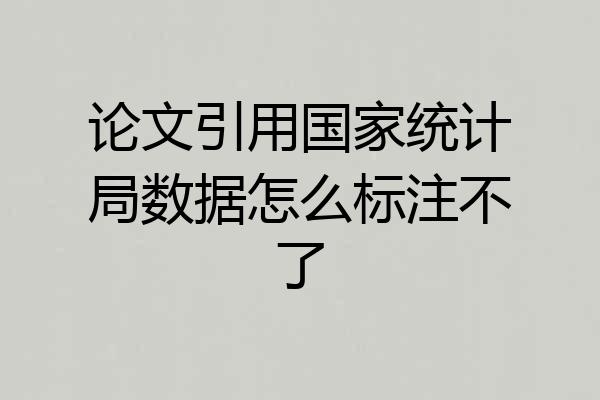 论文引用国家统计局数据怎么标注不了
