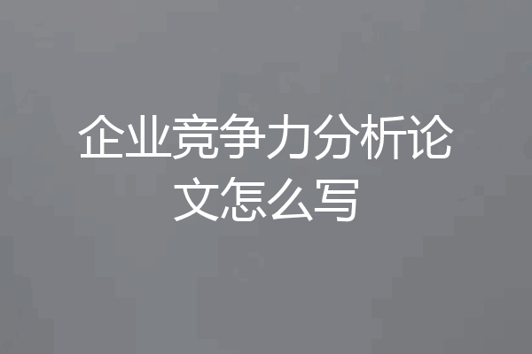 企业竞争力分析论文怎么写