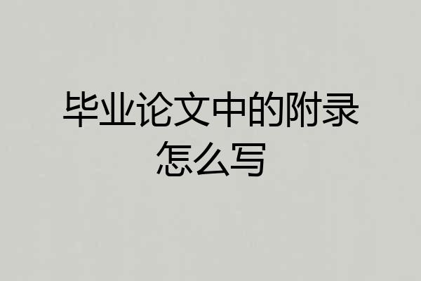 毕业论文中的附录怎么写