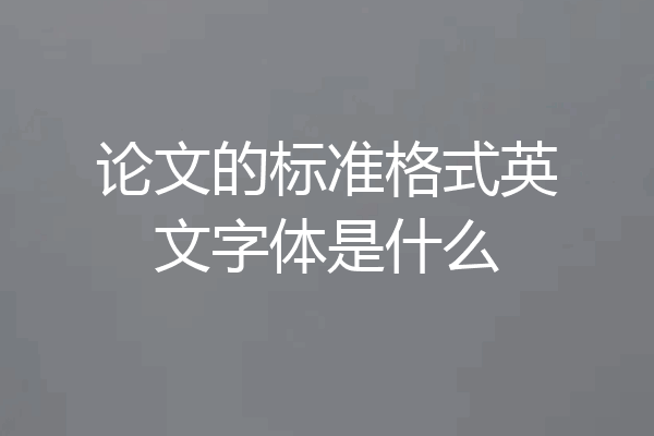 论文的标准格式英文字体是什么