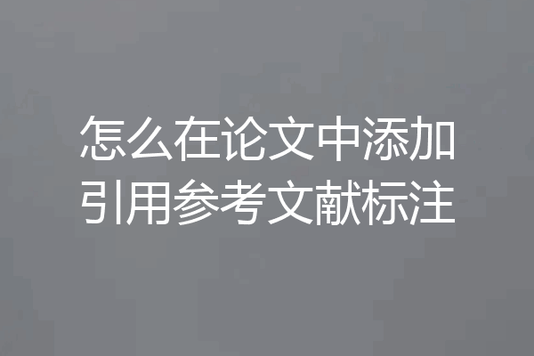 怎么在论文中添加引用参考文献标注