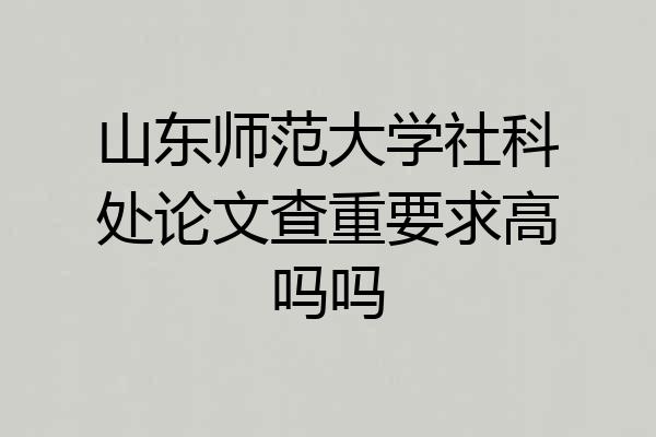 山东师范大学社科处论文查重要求高吗吗