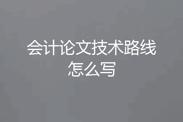会计论文技术路线怎么写