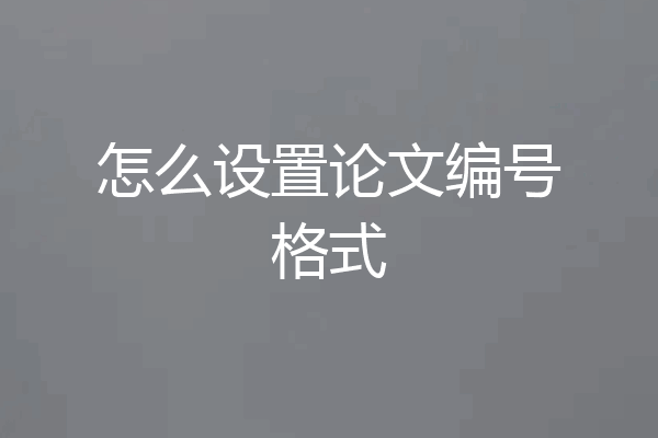 怎么设置论文编号格式