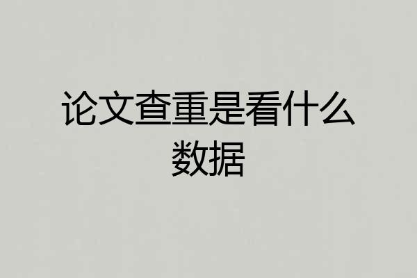 论文查重是看什么数据
