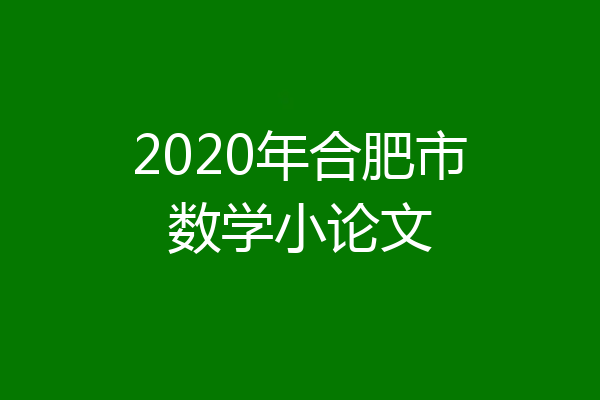 2020年合肥市数学小论文