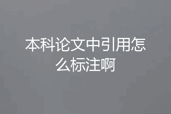 本科论文中引用怎么标注啊