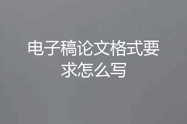电子稿论文格式要求怎么写
