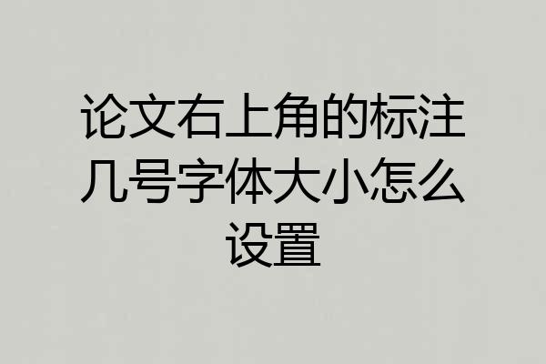 论文右上角的标注几号字体大小怎么设置