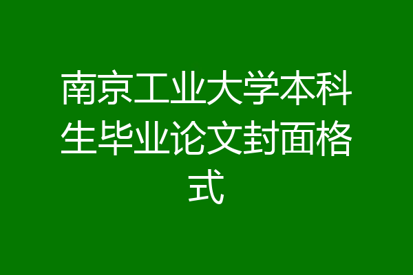 南京工业大学本科生毕业论文封面格式