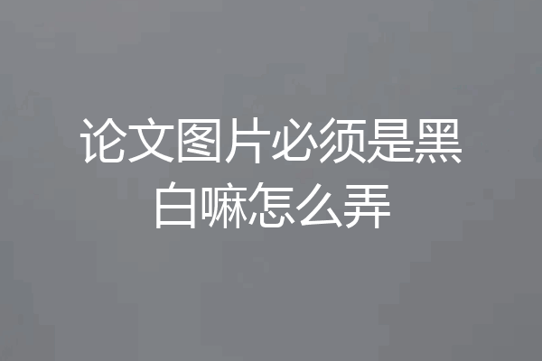 论文图片必须是黑白嘛怎么弄