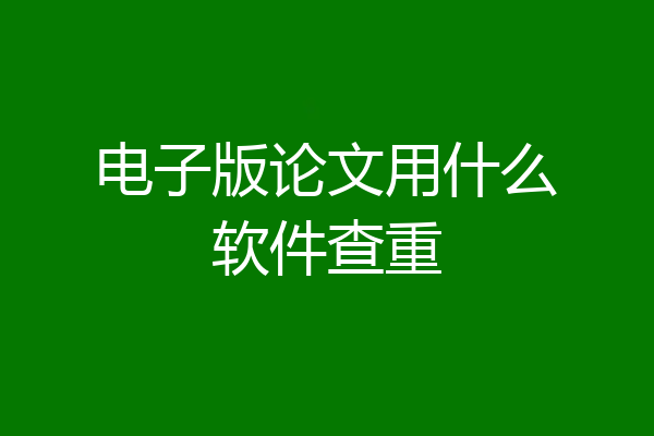 电子版论文用什么软件查重