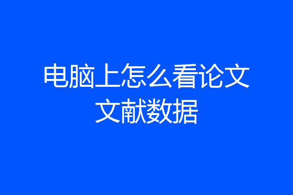 电脑上怎么看论文文献数据