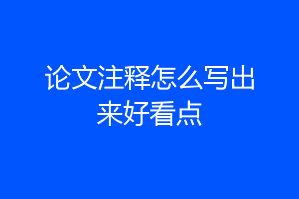 论文注释怎么写出来好看点