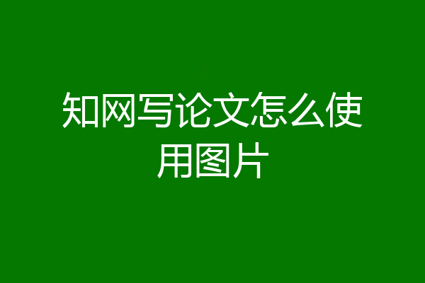 知网写论文怎么使用图片