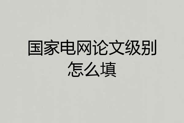 国家电网论文级别怎么填