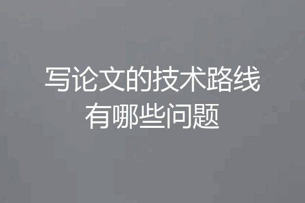 写论文的技术路线有哪些问题