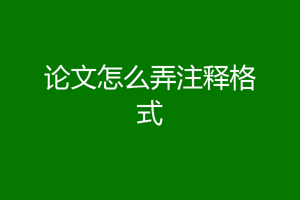 论文怎么弄注释格式