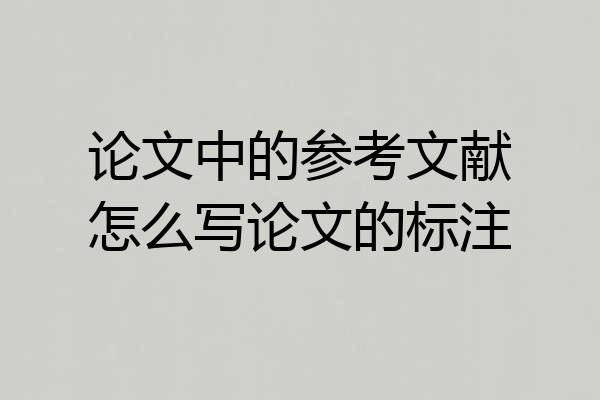 论文中的参考文献怎么写论文的标注