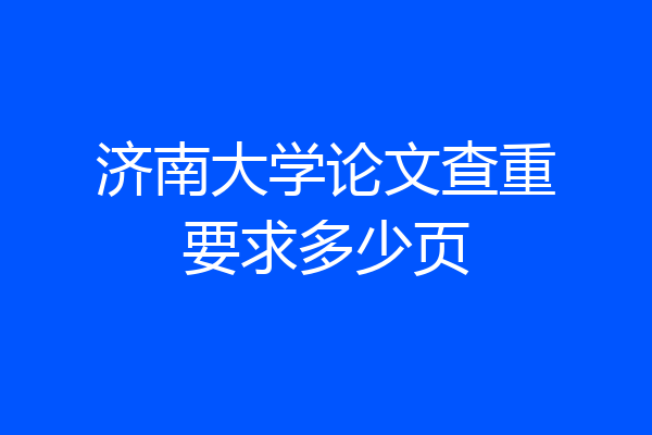 济南大学论文查重要求多少页