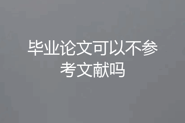 毕业论文可以不参考文献吗
