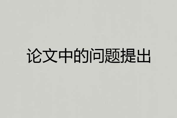 论文中的问题提出