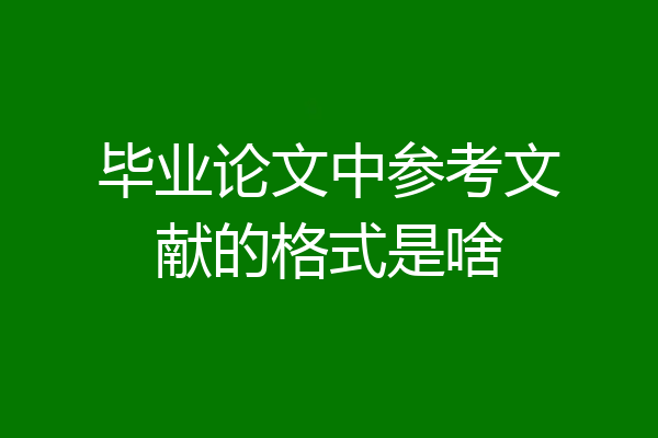 毕业论文中参考文献的格式是啥