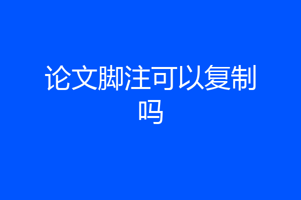 论文脚注可以复制吗