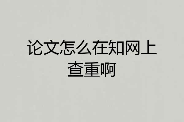 论文怎么在知网上查重啊