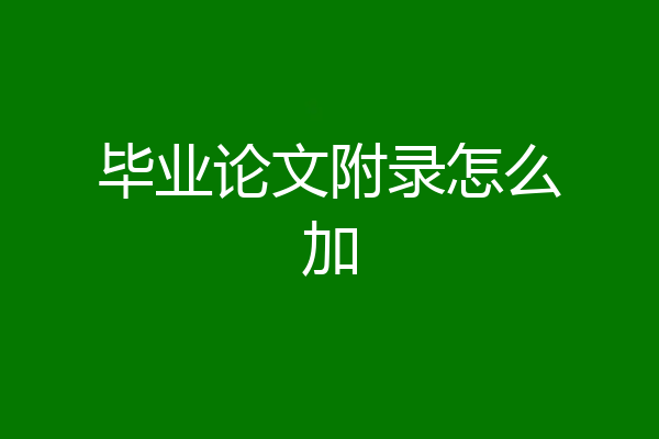 毕业论文附录怎么加