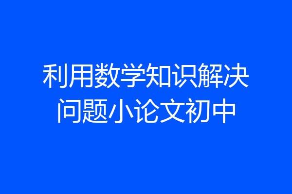 利用数学知识解决问题小论文初中